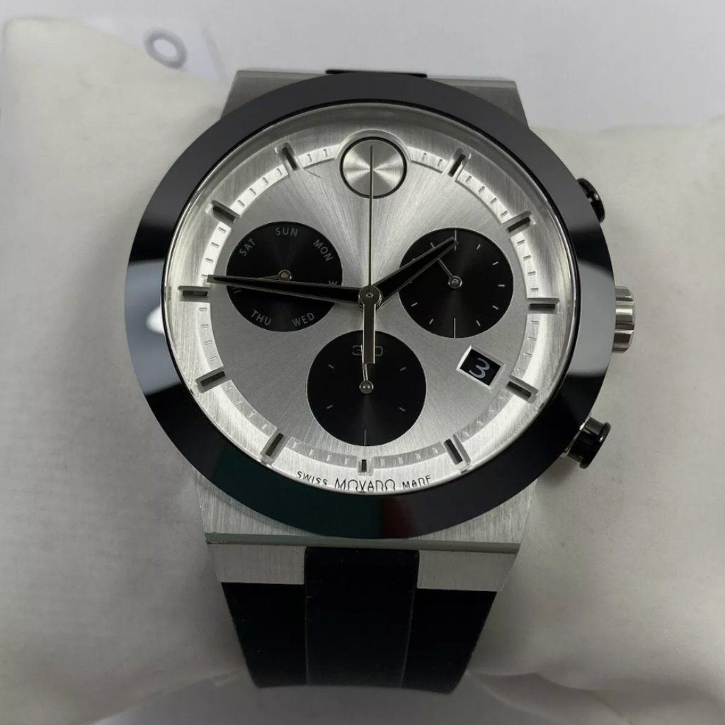 Movado Mens Black Rubber Fusion Strap Watch New